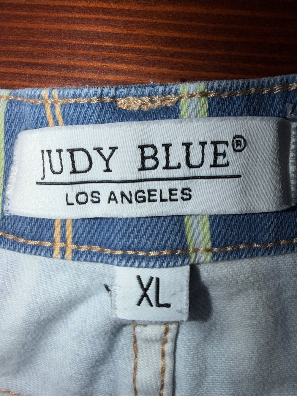 Judy Blue High Rise Frayed-Hem Striped Shorts - Lake Life - Picture 7 of 7